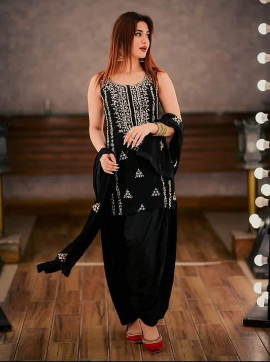 2PC Handmade Embroidered on Premium Quality Chiffon #19