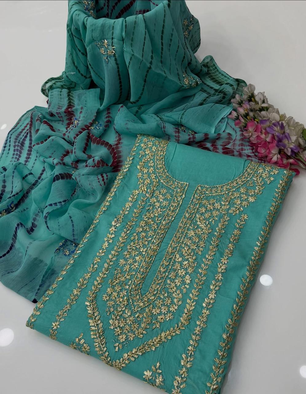 3PC Handmade Embroidered on GTM Premium Quality Lawn #9