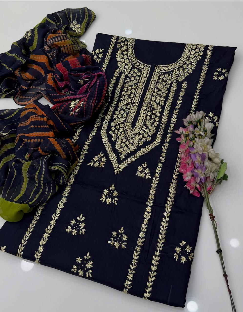 3PC Handmade Embroidered on GTM Premium Quality Lawn #9