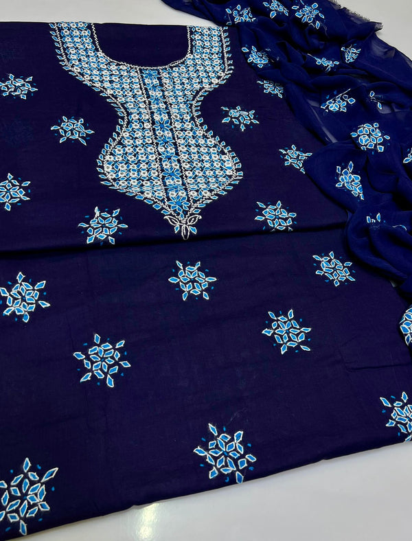 3PC Handmade Embroidered on GTM Premium Quality Lawn #13
