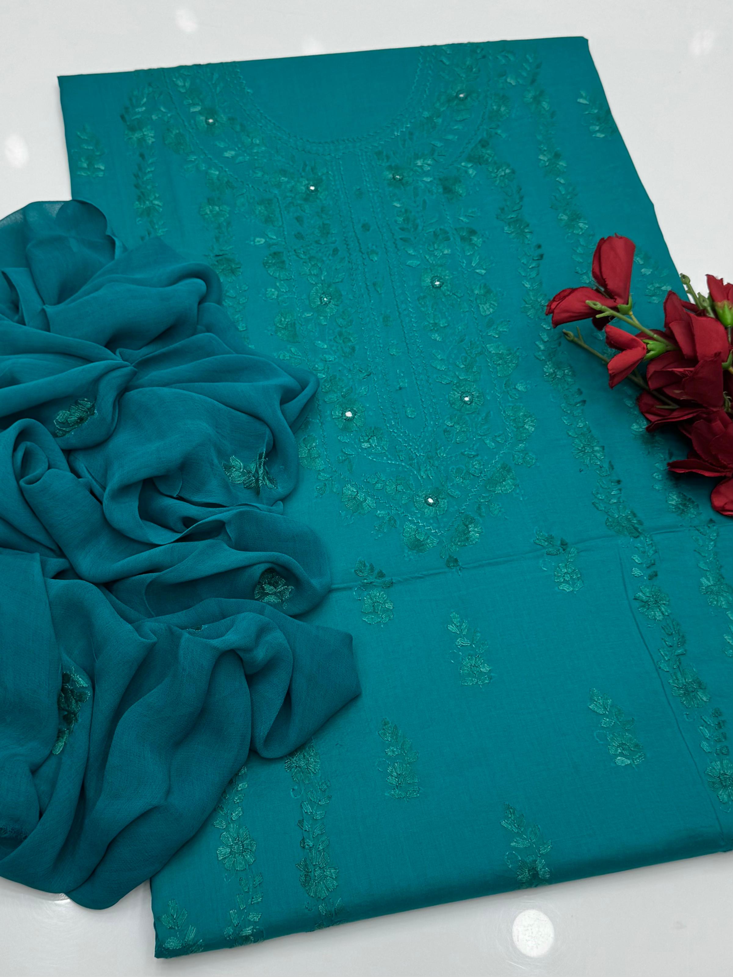 3PC Handmade Embroidered on GTM Premium Quality Lawn #14