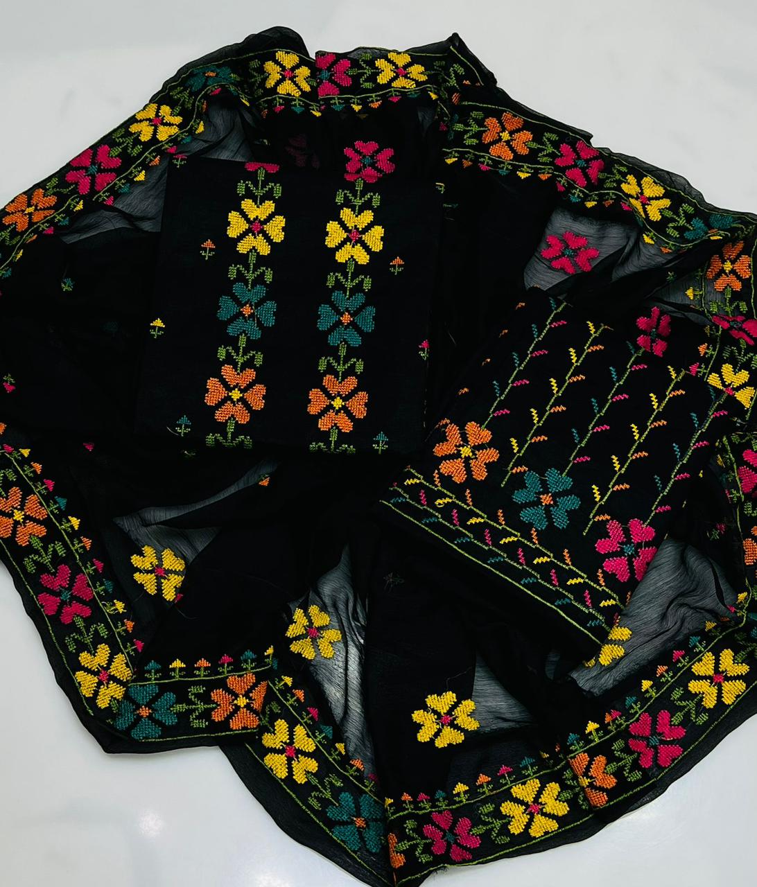3PC Handmade Embroidered on GTM Premium Quality Lawn #17