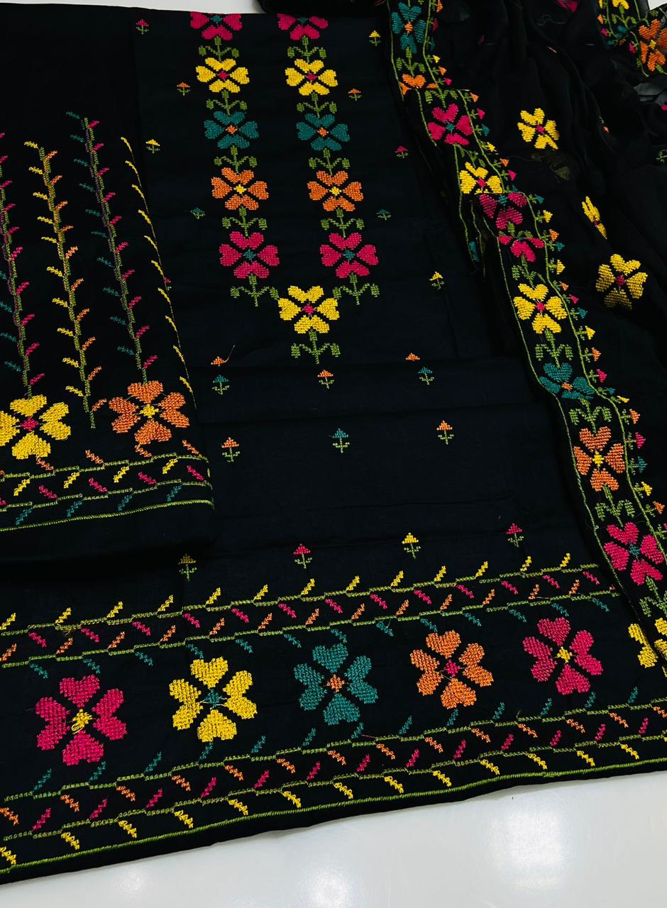 3PC Handmade Embroidered on GTM Premium Quality Lawn #17