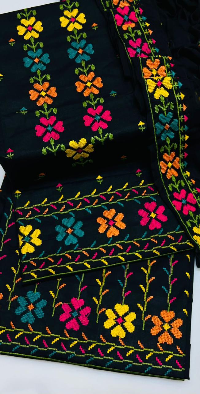 3PC Handmade Embroidered on GTM Premium Quality Lawn #17