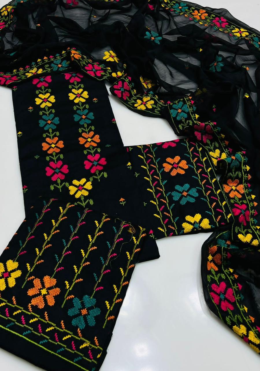 3PC Handmade Embroidered on GTM Premium Quality Lawn #17