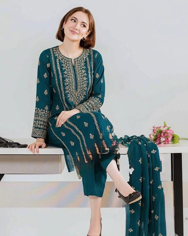 2PC Handmade Embroidered on Premium Quality Chiffon  #19