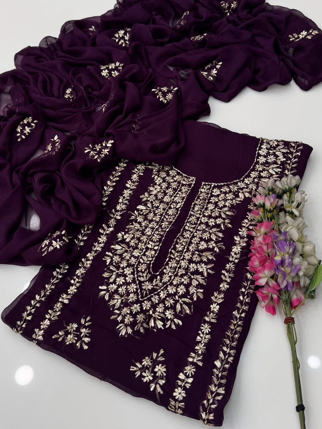 3PC Handmade Embroidered on GTM Premium Quality Lawn #19
