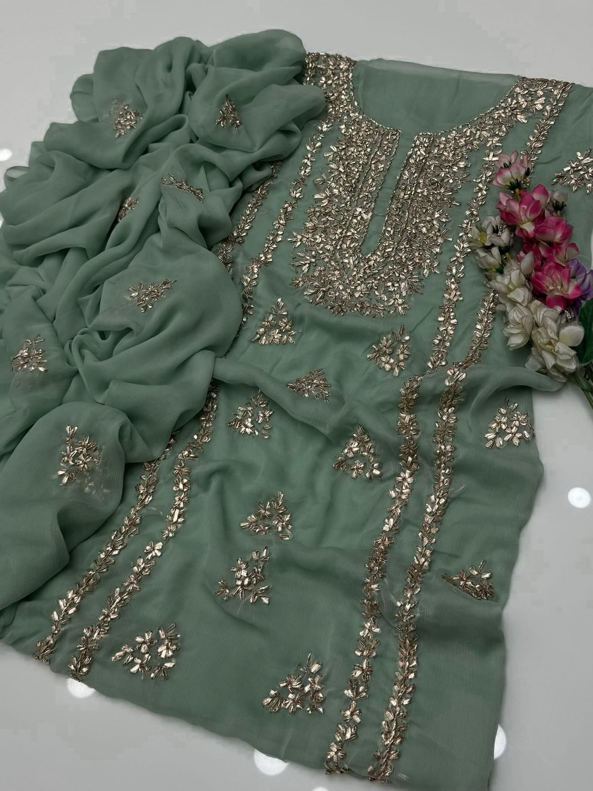 3PC Handmade Embroidered on GTM Premium Quality Lawn #19