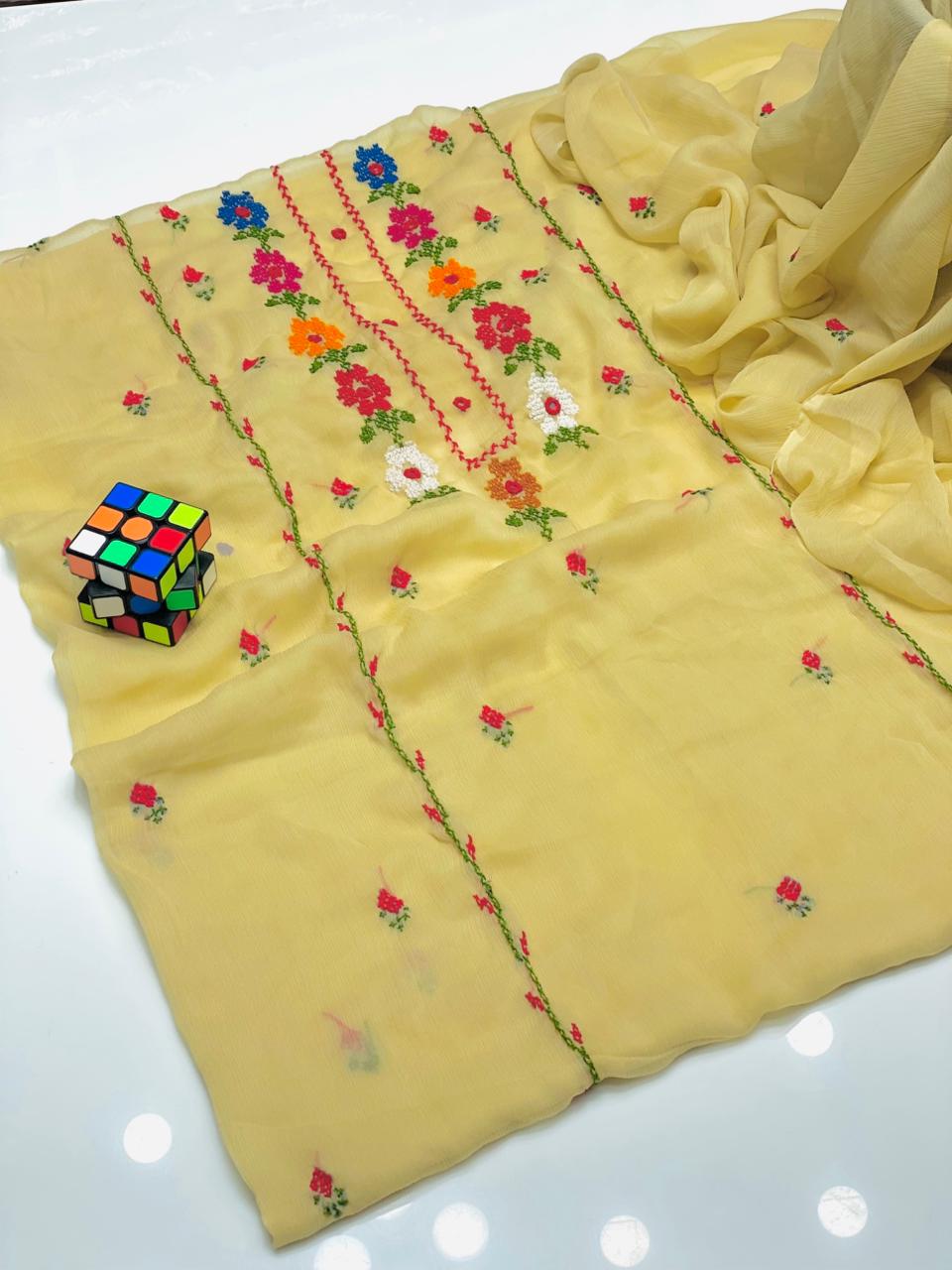 3PC Handmade Embroidered on GTM Premium Quality Lawn #20