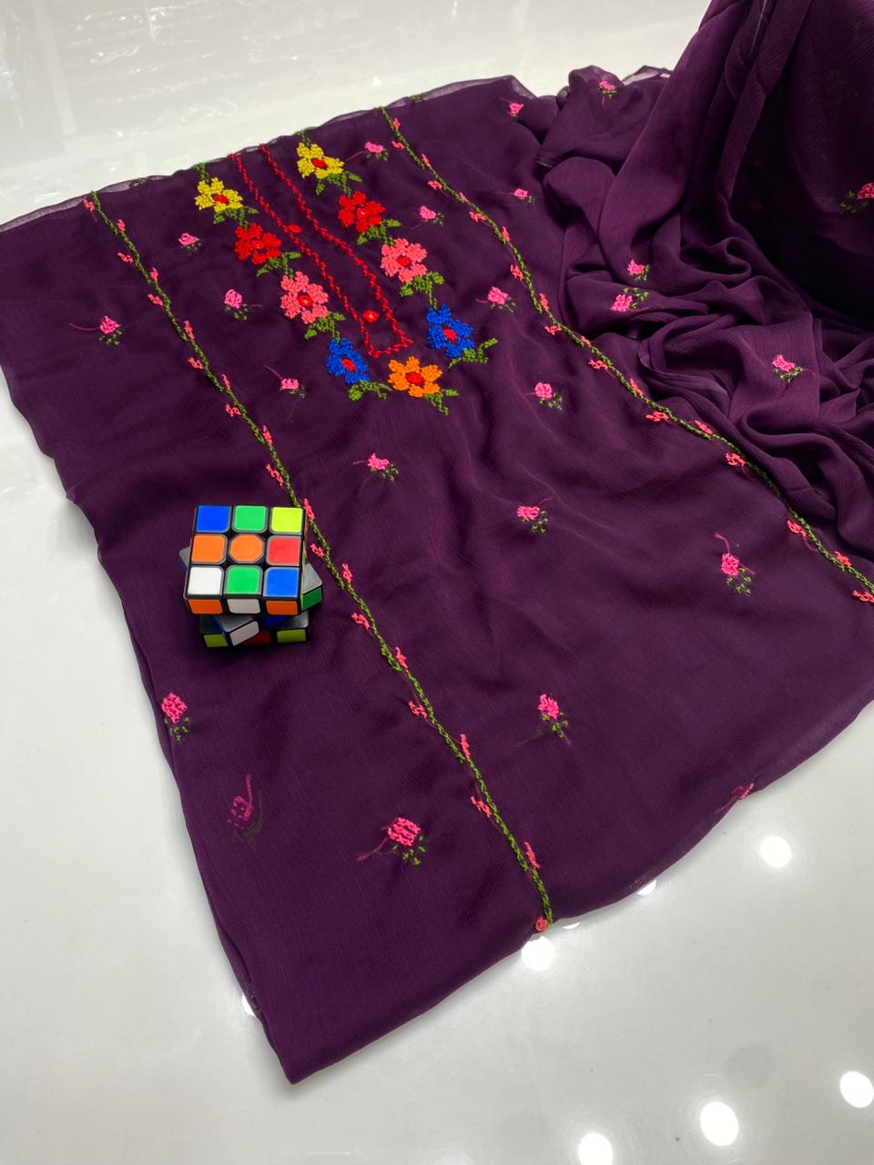 3PC Handmade Embroidered on GTM Premium Quality Lawn #20