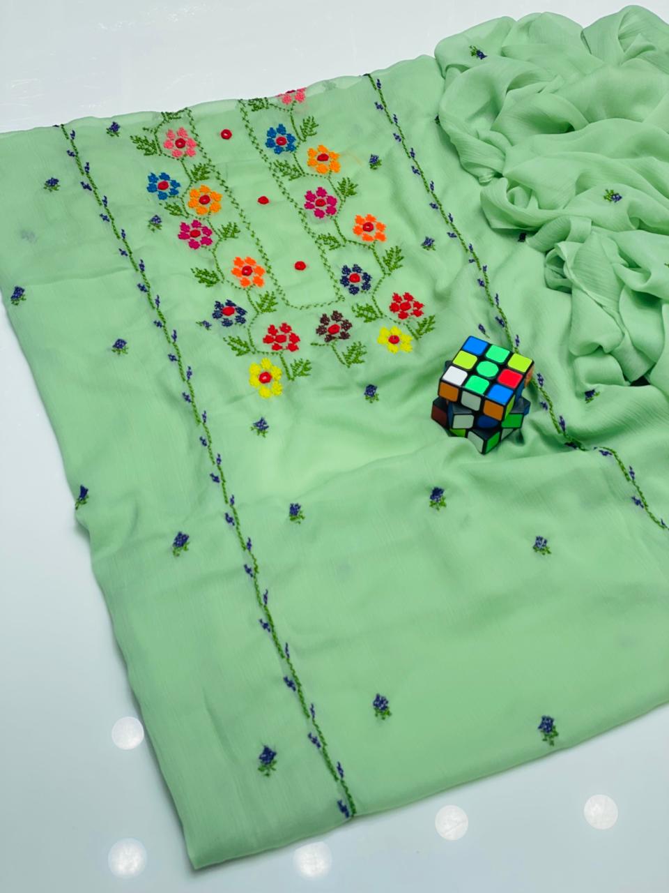 3PC Handmade Embroidered on GTM Premium Quality Lawn #20