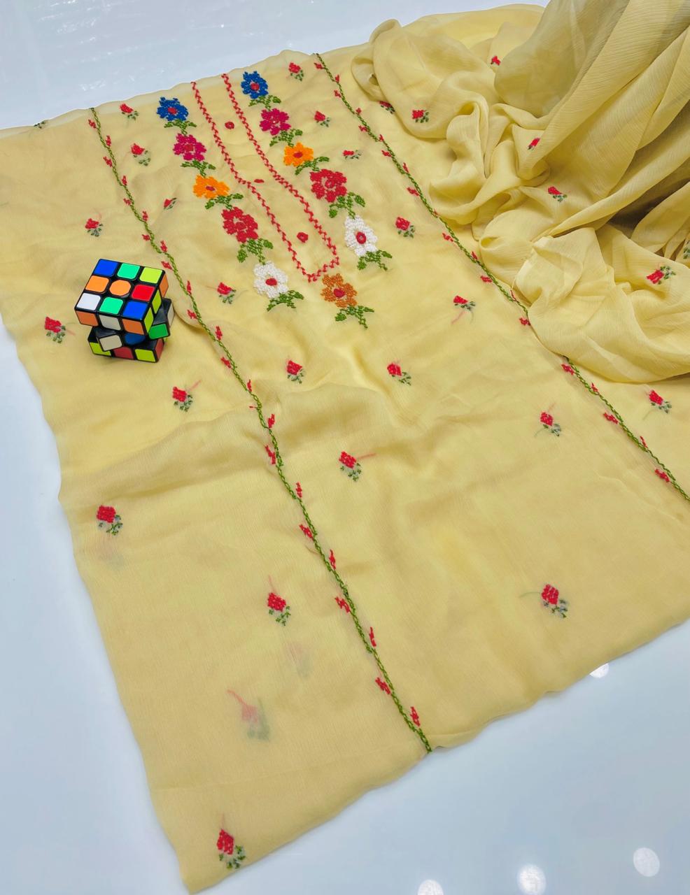 3PC Handmade Embroidered on GTM Premium Quality Lawn #20