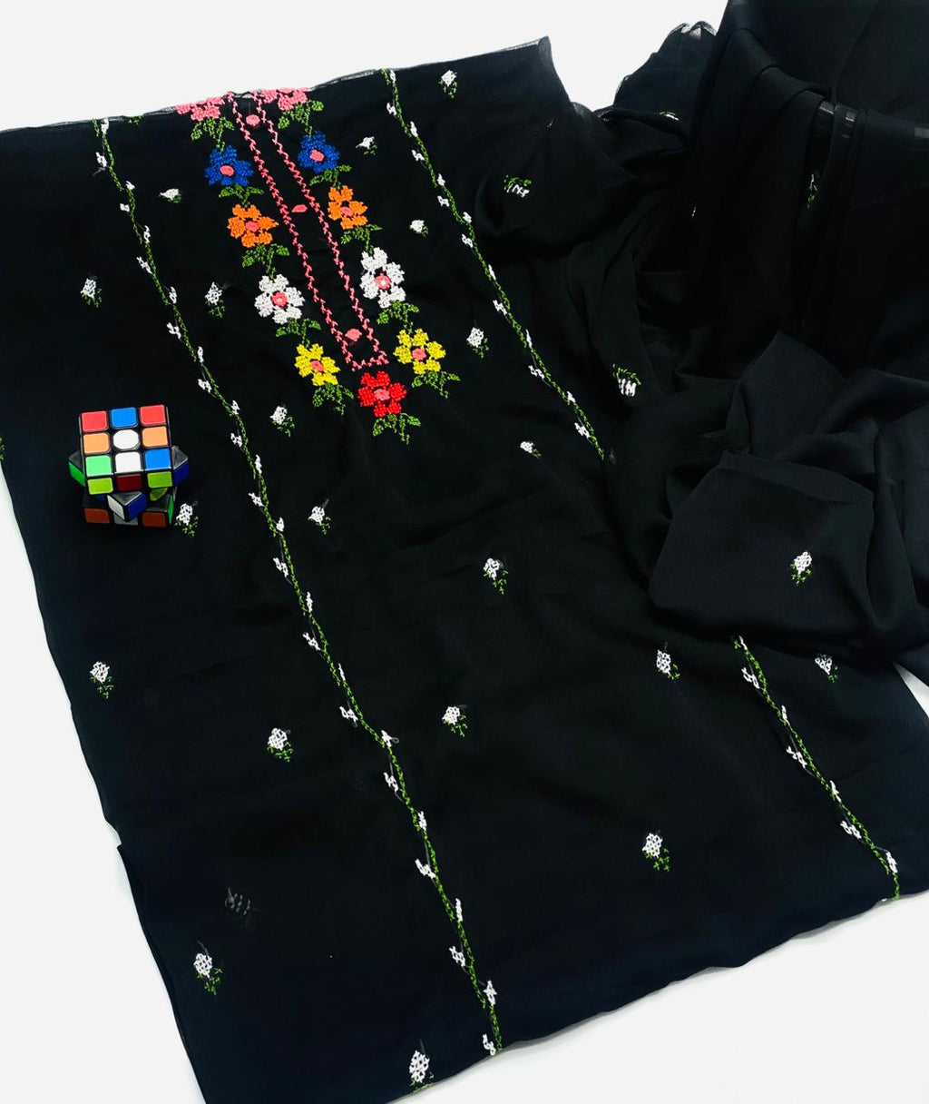 3PC Handmade Embroidered on GTM Premium Quality Lawn #20