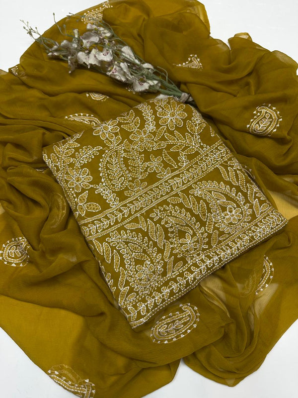 2PC Handmade Embroidered on Premium Quality Chiffon  #22