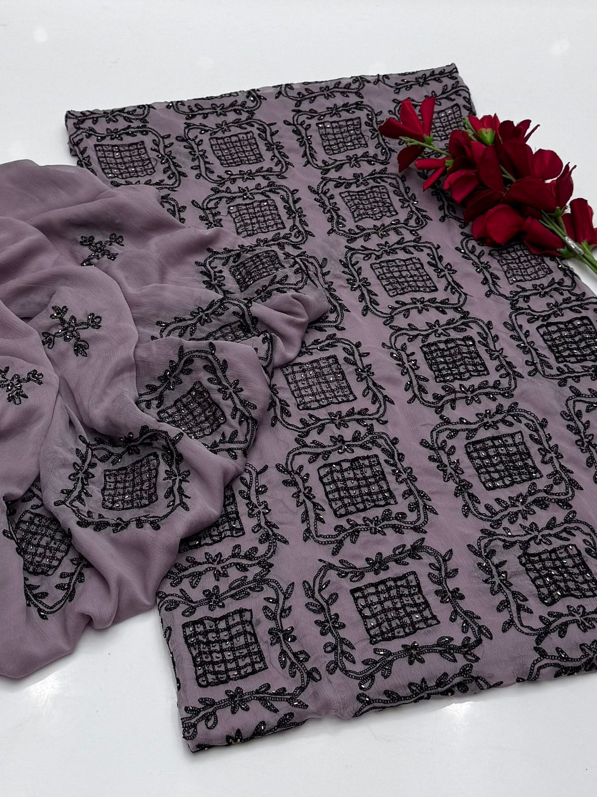 3PC Handmade Embroidered on GTM Premium Quality Lawn #22