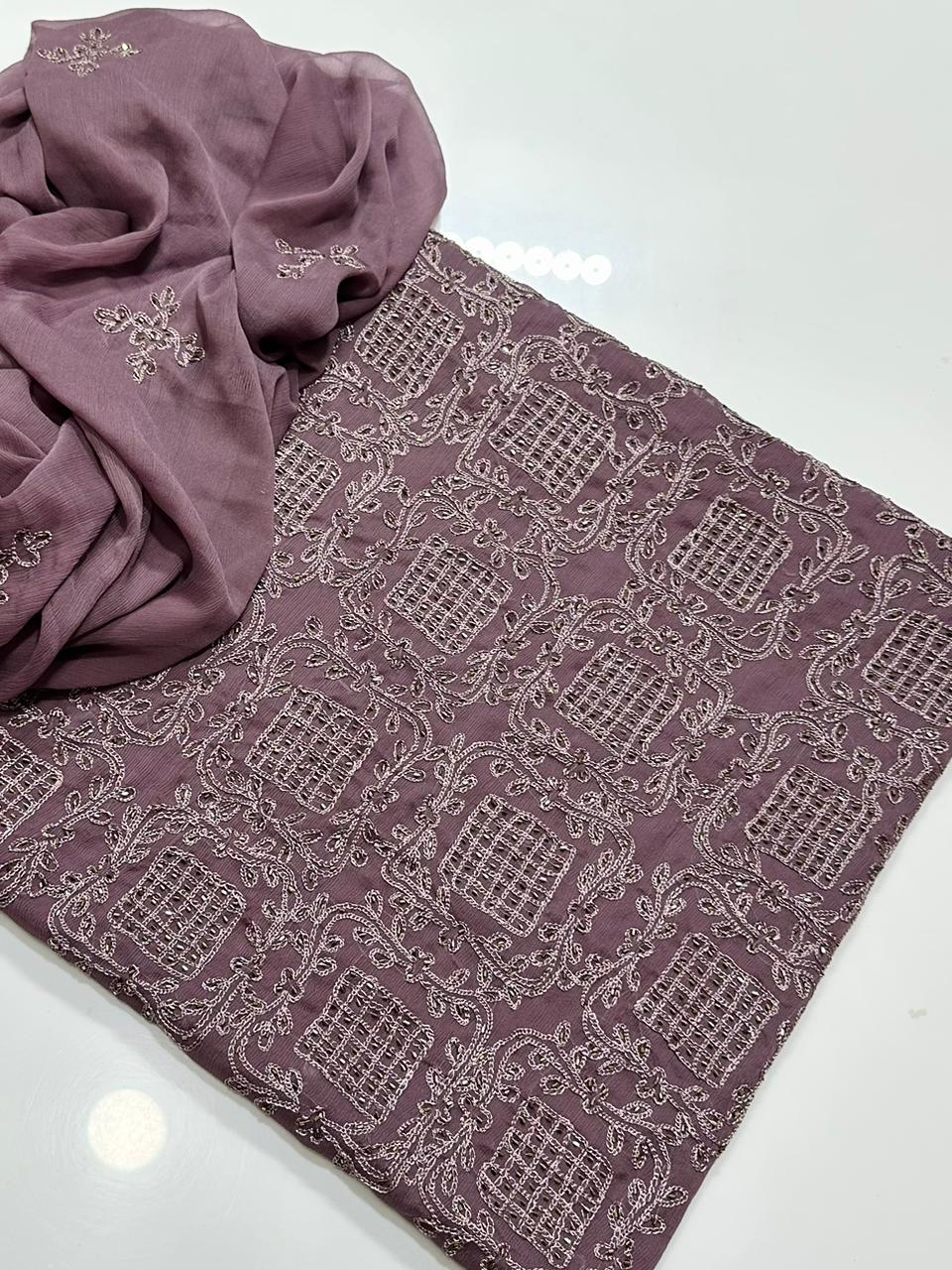 3PC Handmade Embroidered on GTM Premium Quality Lawn #22