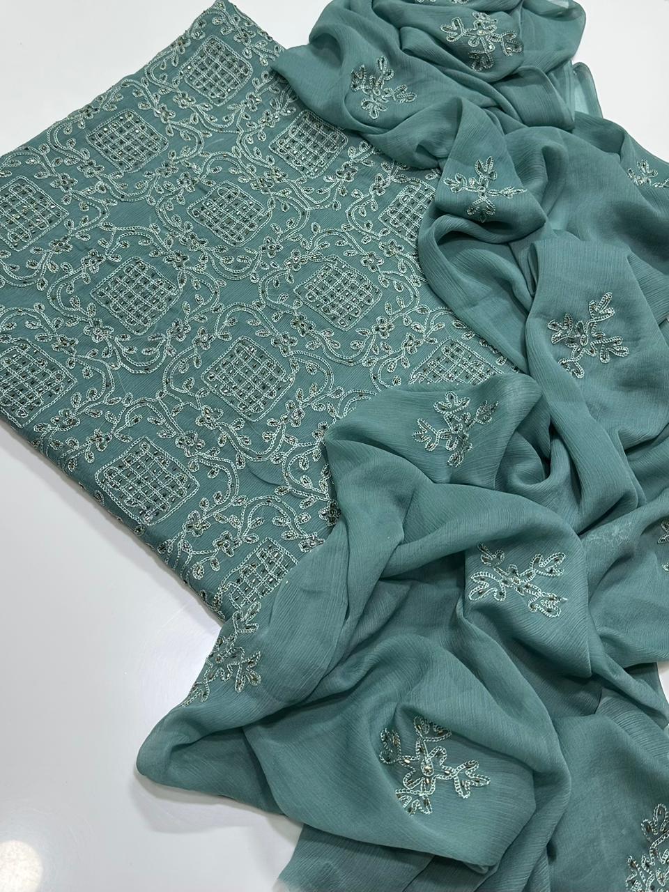3PC Handmade Embroidered on GTM Premium Quality Lawn #22