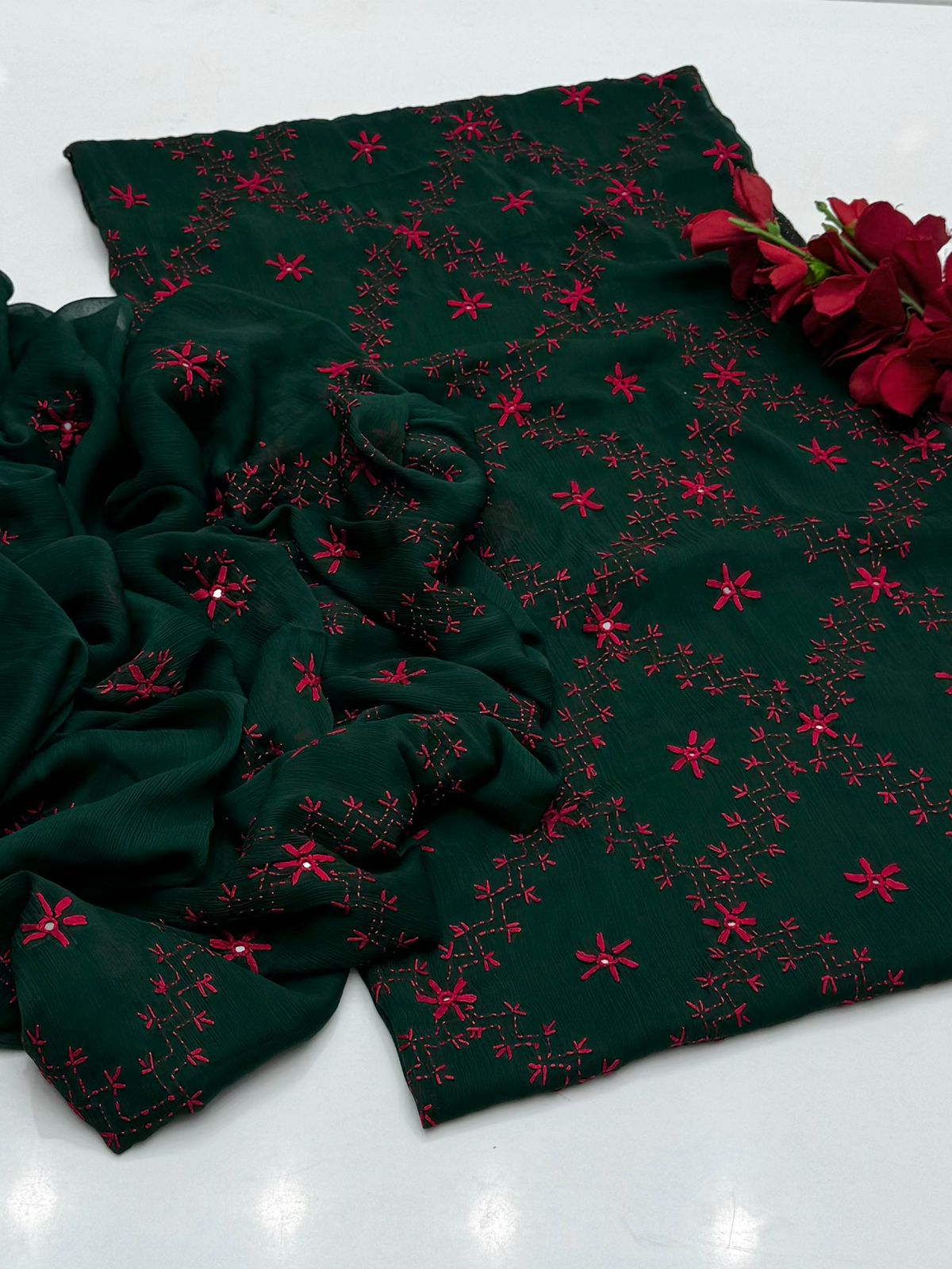 3PC Handmade Embroidered on GTM Premium Quality Lawn #23