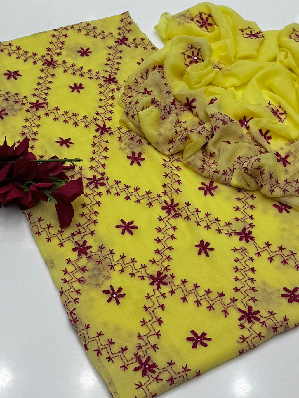 3PC Handmade Embroidered on GTM Premium Quality Lawn #23