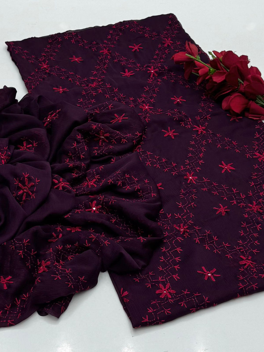 3PC Handmade Embroidered on GTM Premium Quality Lawn #23