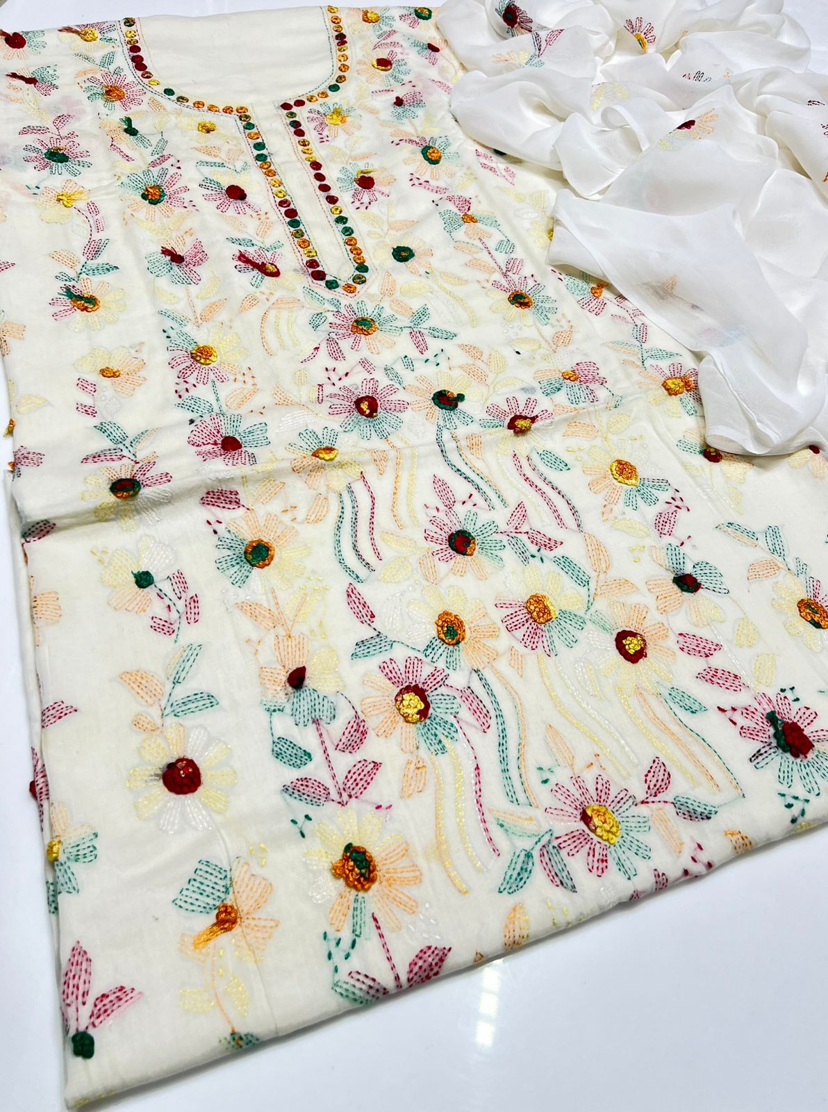 3PC Handmade Embroidered on GTM Premium Quality Lawn #24