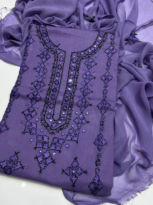 3PC Handmade Embroidered on GTM Premium Quality Lawn #24
