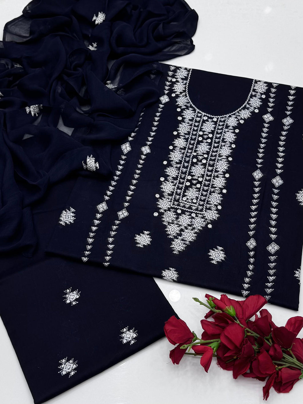 3PC Handmade Embroidered on GTM Premium Quality Lawn #25