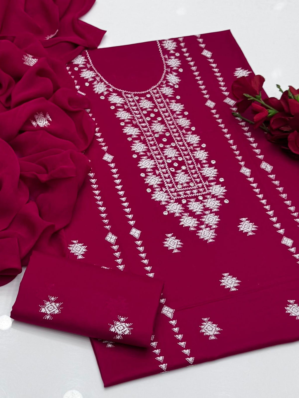 3PC Handmade Embroidered on GTM Premium Quality Lawn #25