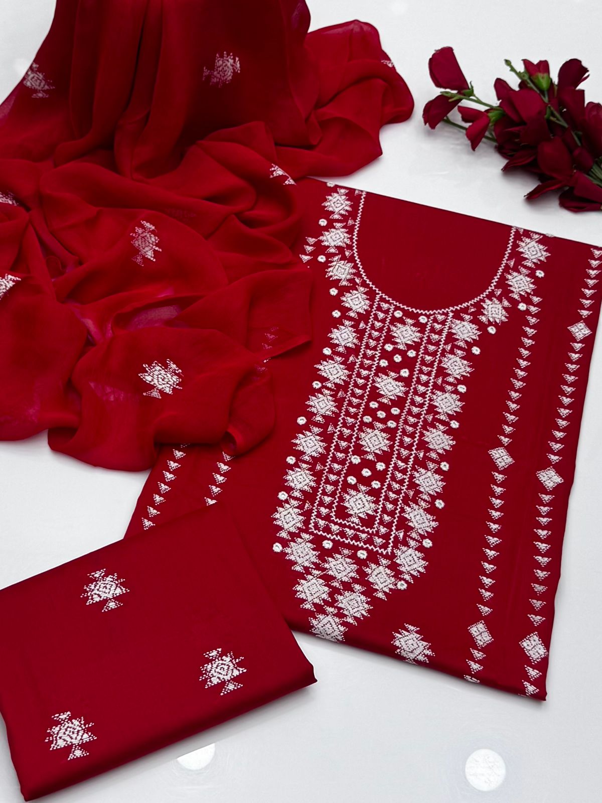 3PC Handmade Embroidered on GTM Premium Quality Lawn #25