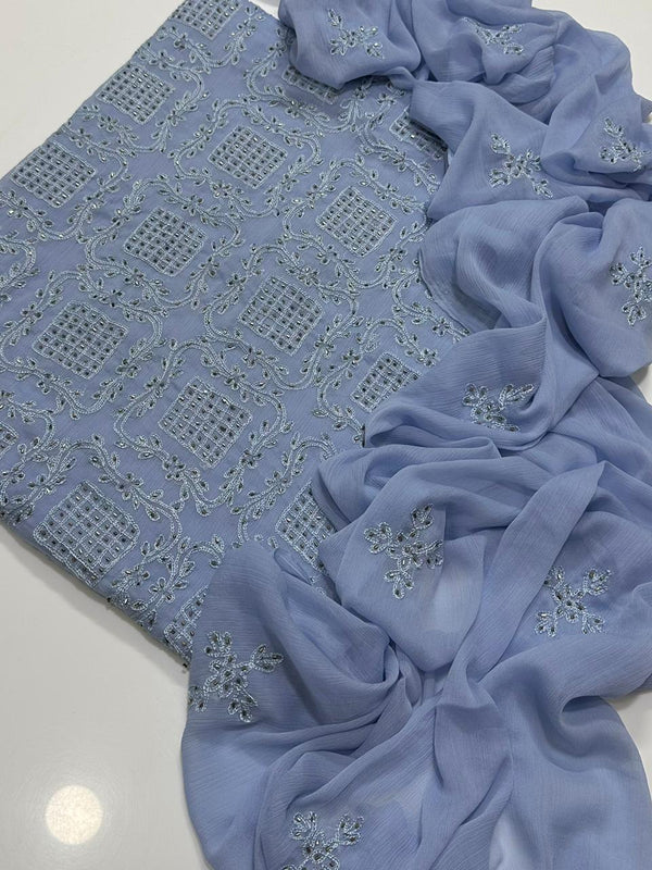2PC Handmade Embroidered on  Premium Quality chiffon # 31