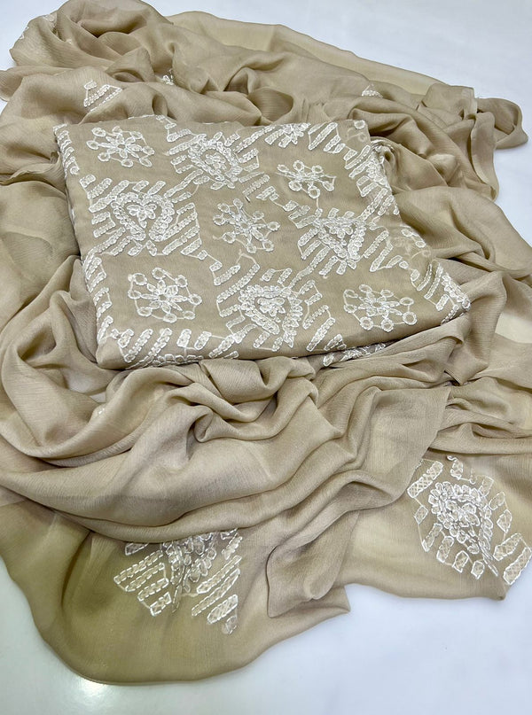 2PC Handmade Embroidered on  Premium Quality chiffon #32