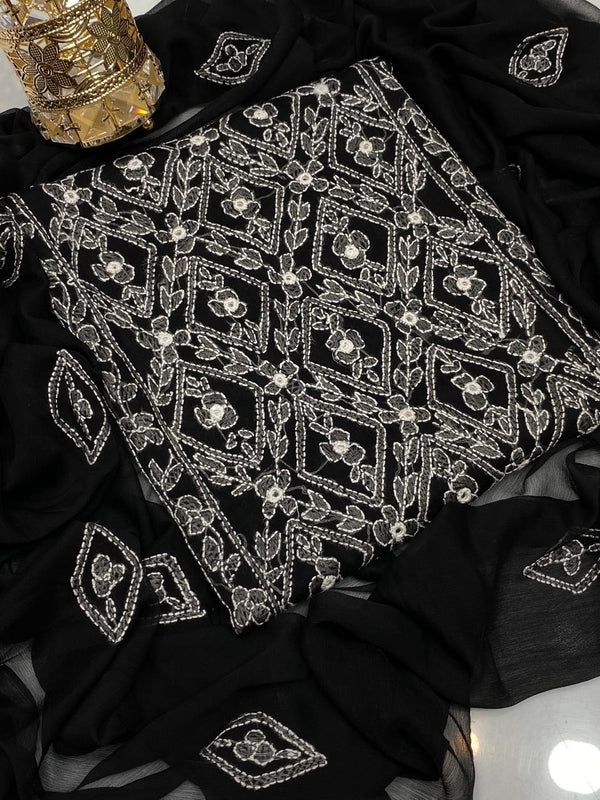 2PC Handmade Embroidered on  Premium Quality Chiffon #33