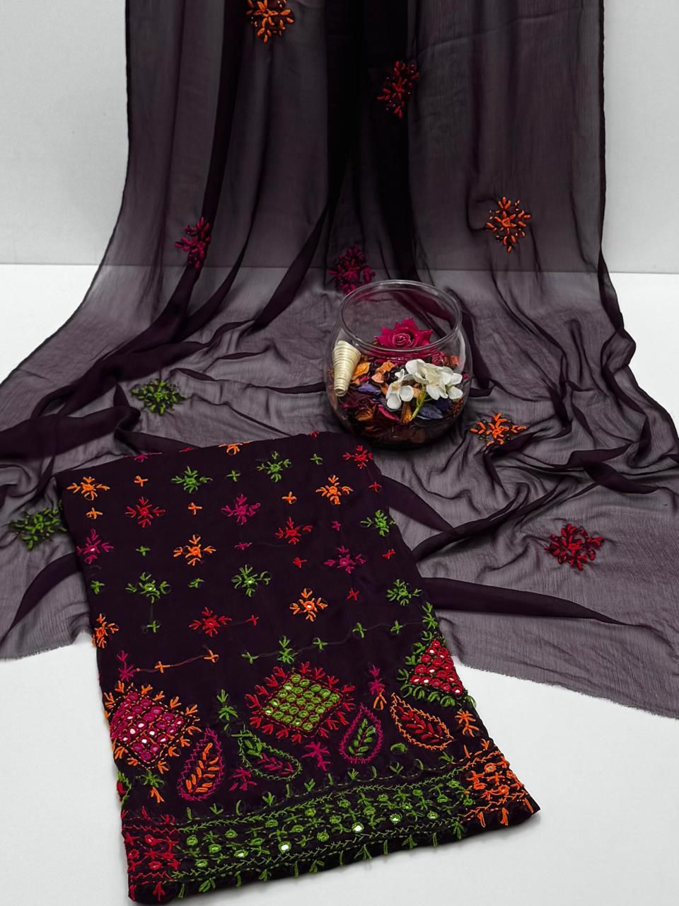 3PC Handmade Embroidered on GTM Premium Quality Lawn #34