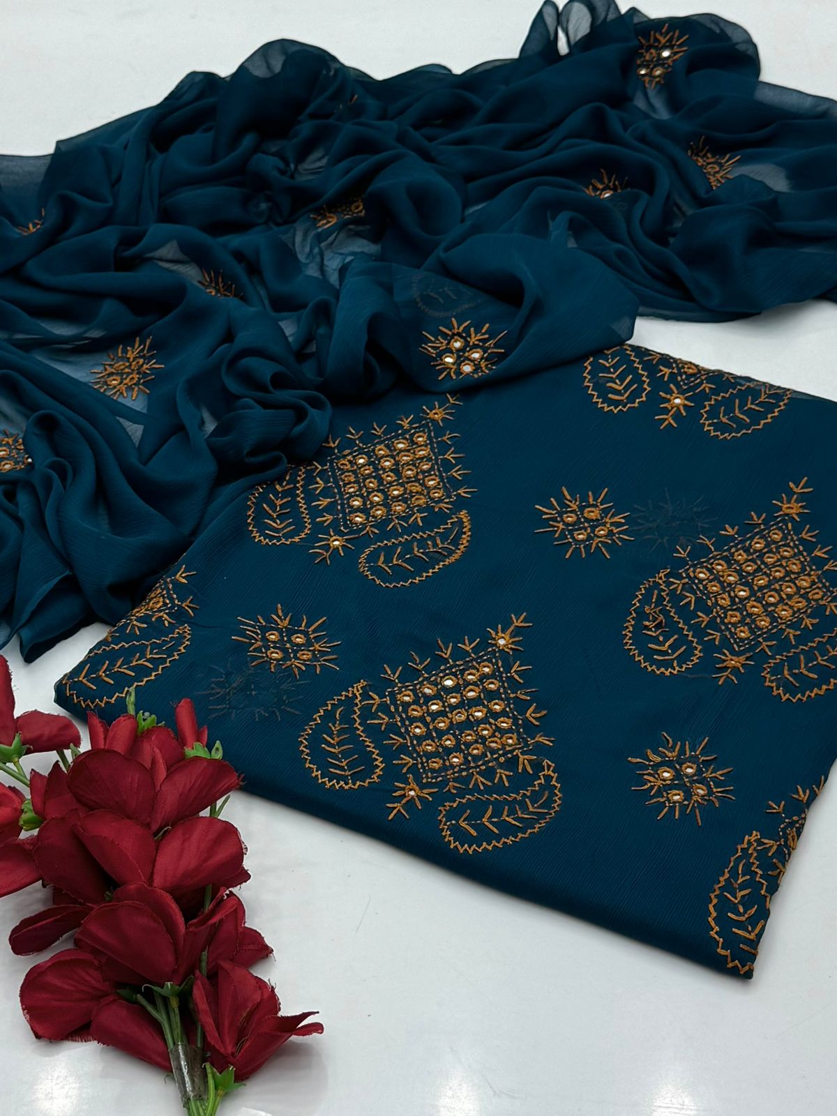 3PC Handmade Embroidered on GTM Premium Quality Lawn #34