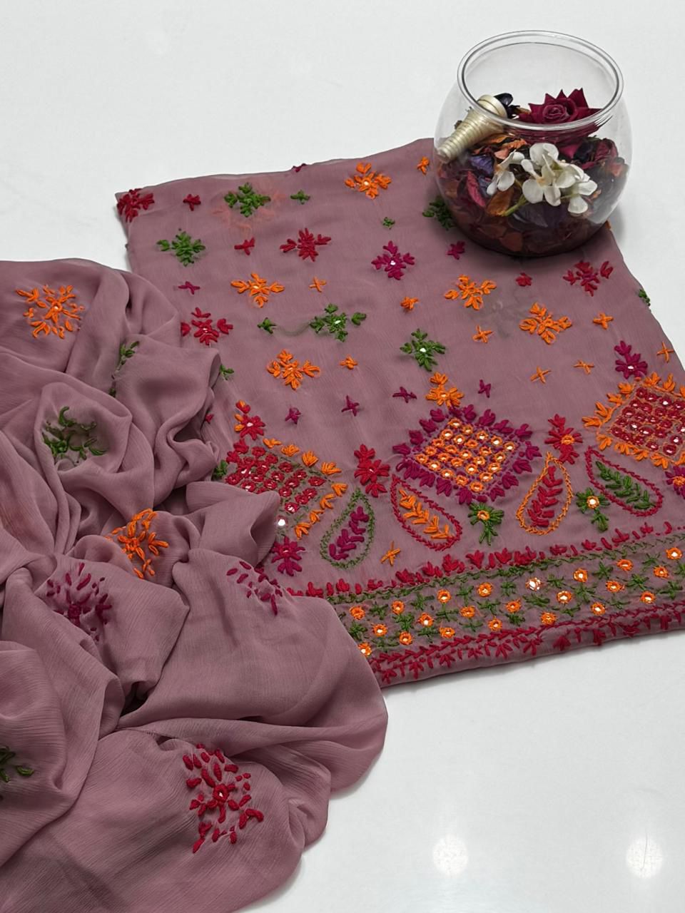 3PC Handmade Embroidered on GTM Premium Quality Lawn #34