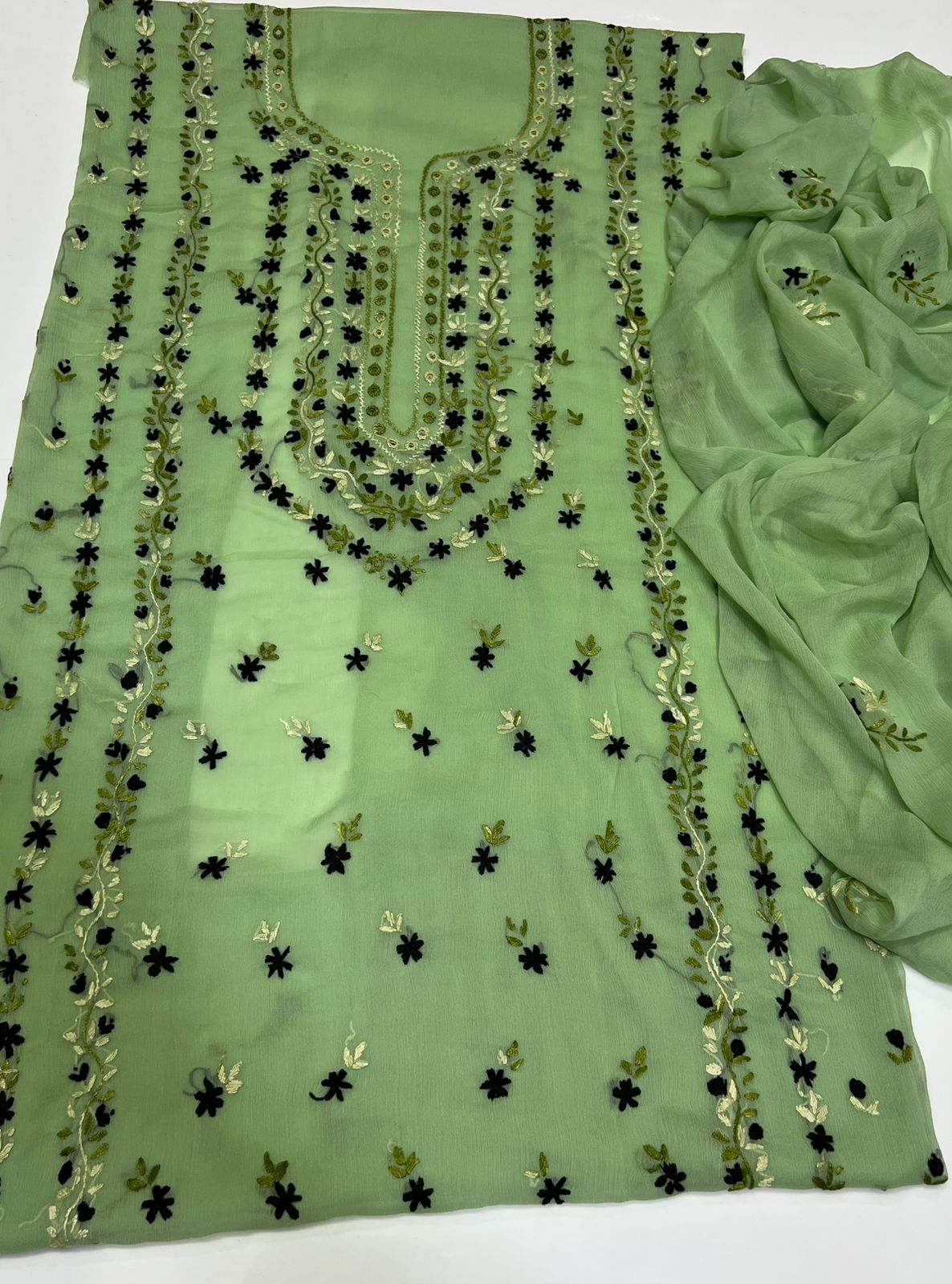 3PC Handmade Embroidered on GTM Premium Quality Lawn #35