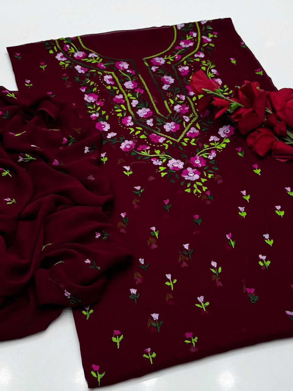 3PC Handmade Embroidered on GTM Premium Quality Lawn #35