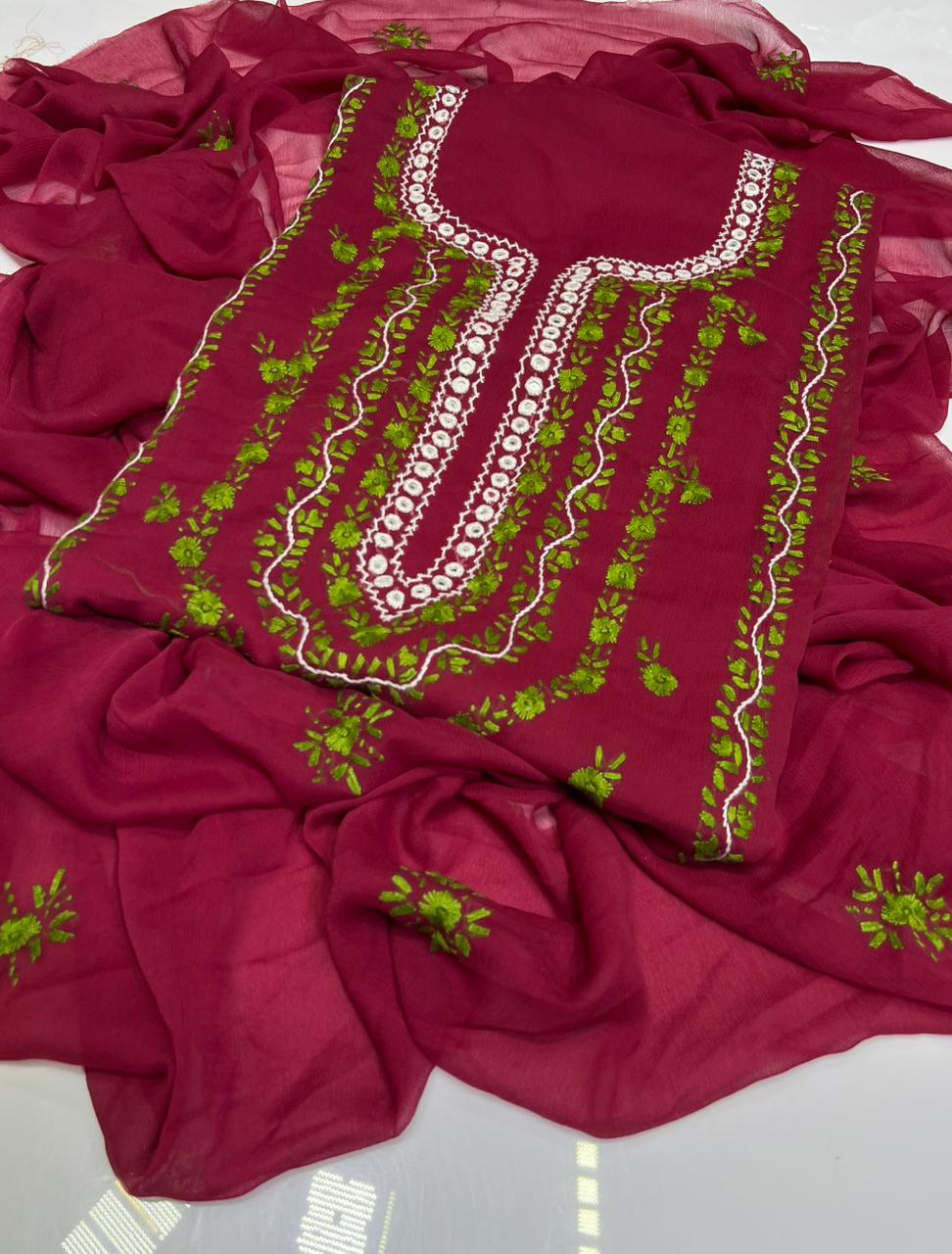 3PC Handmade Embroidered on GTM Premium Quality Lawn #35