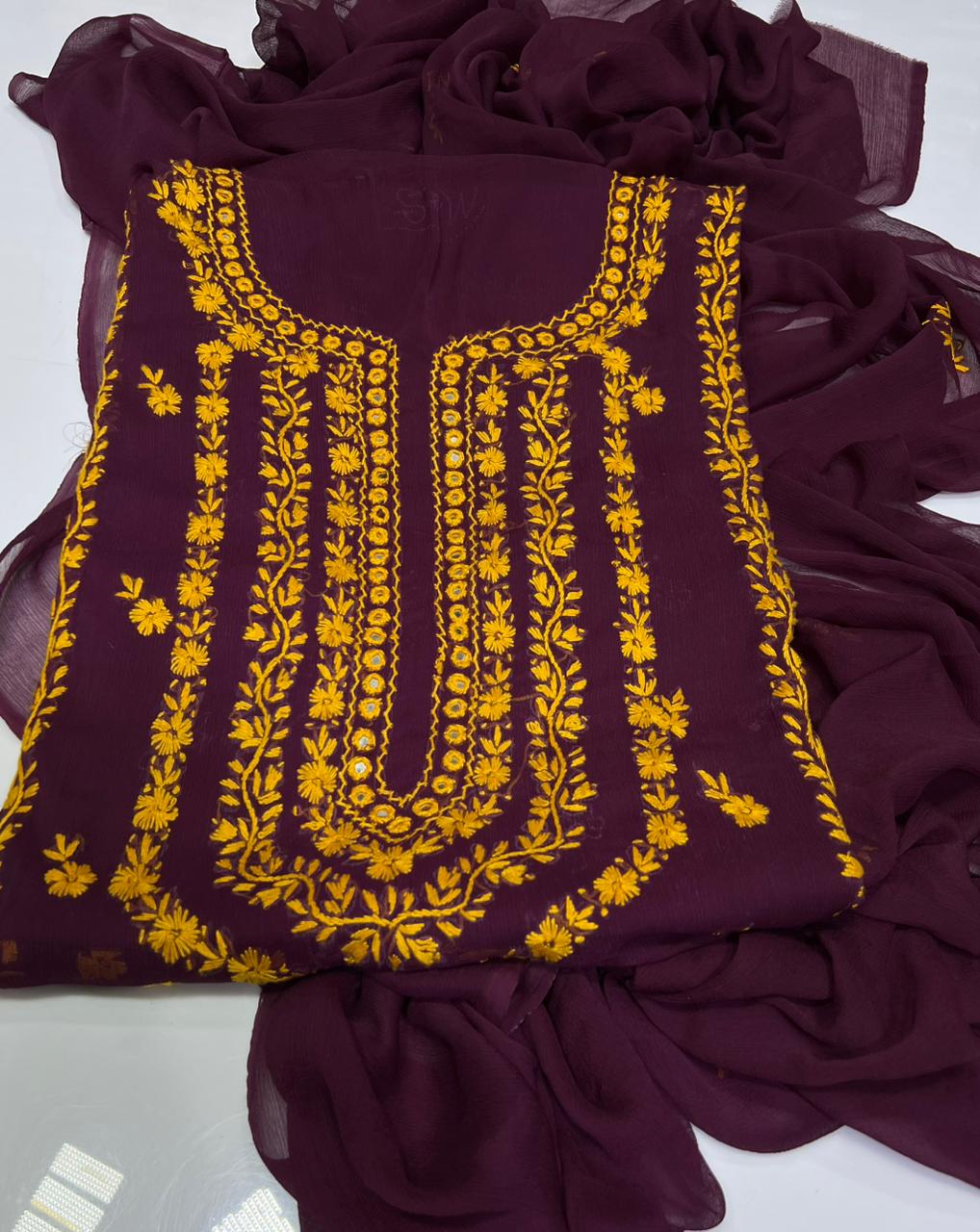 3PC Handmade Embroidered on GTM Premium Quality Lawn #35