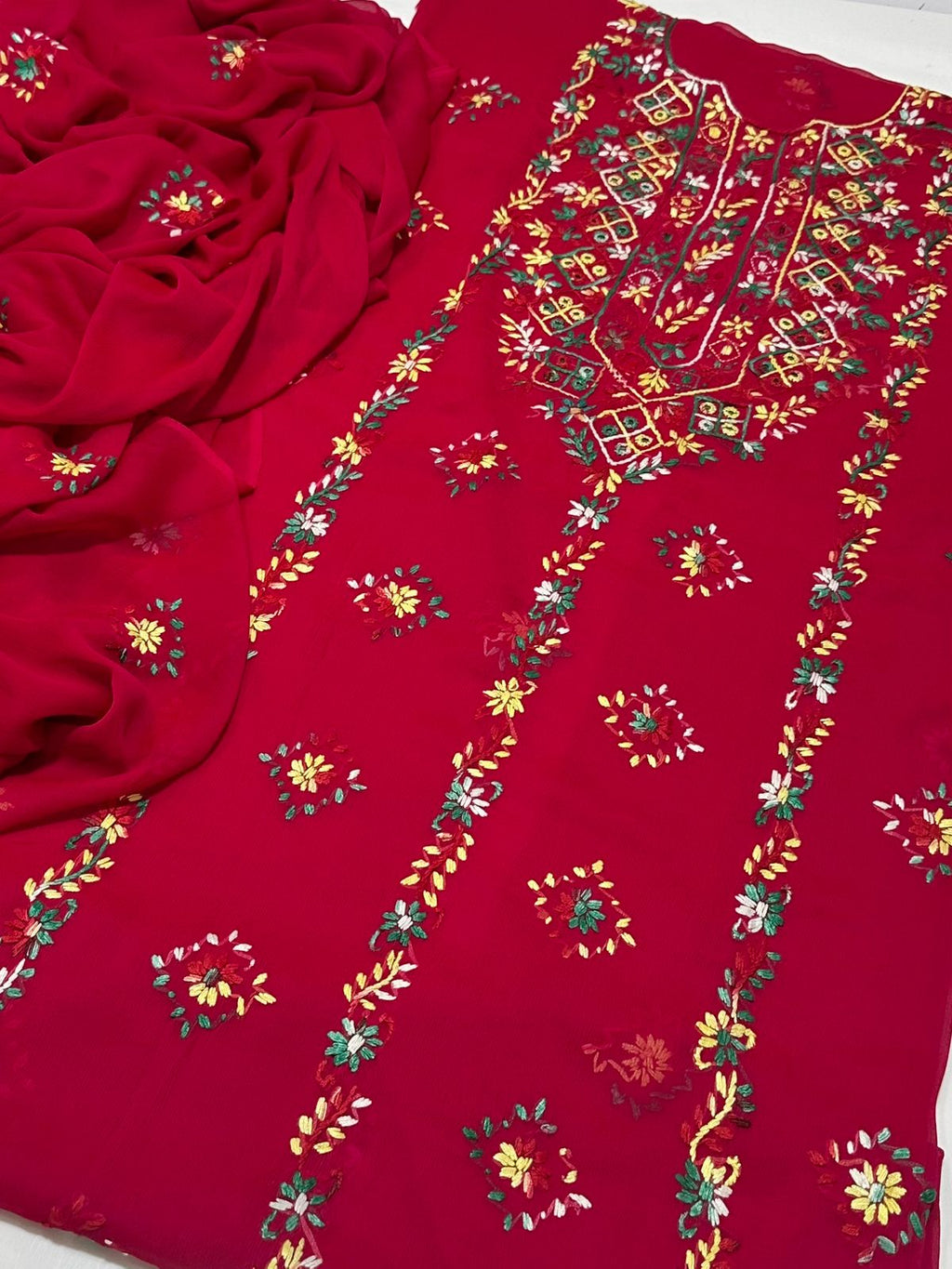 3PC Handmade Embroidered on GTM Premium Quality Lawn #35