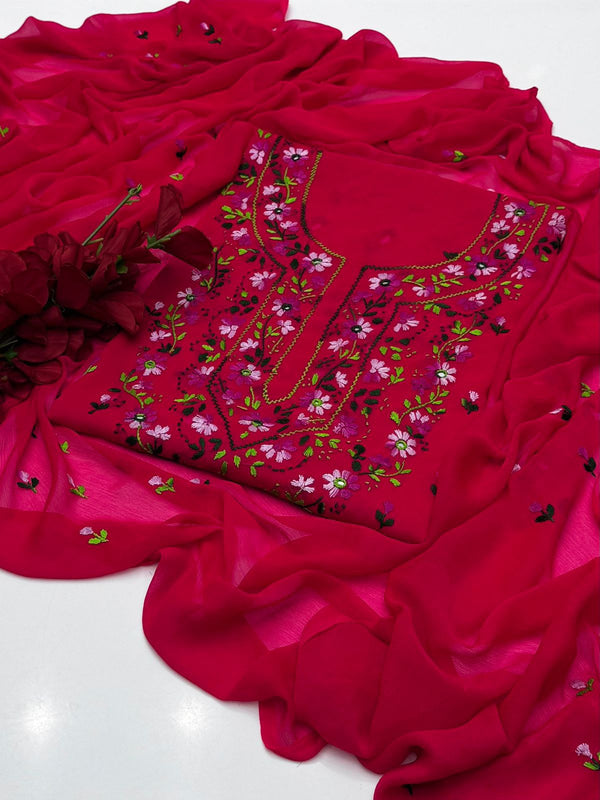 2PC Handmade Embroidered on Premium Quality Chiffon #35
