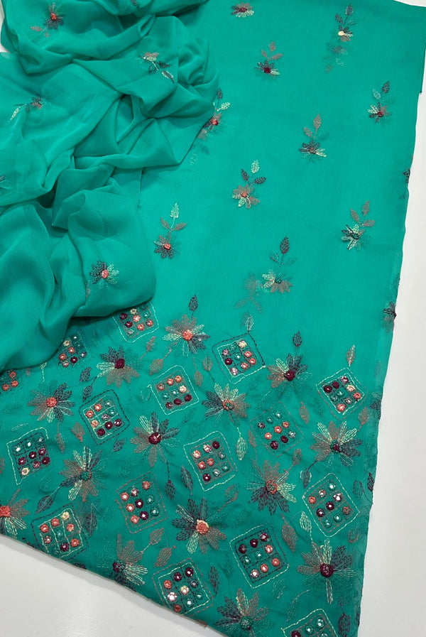 Handmade Embroidered Soft Bamber Chiffon 2-Piece Suit – Collection #24