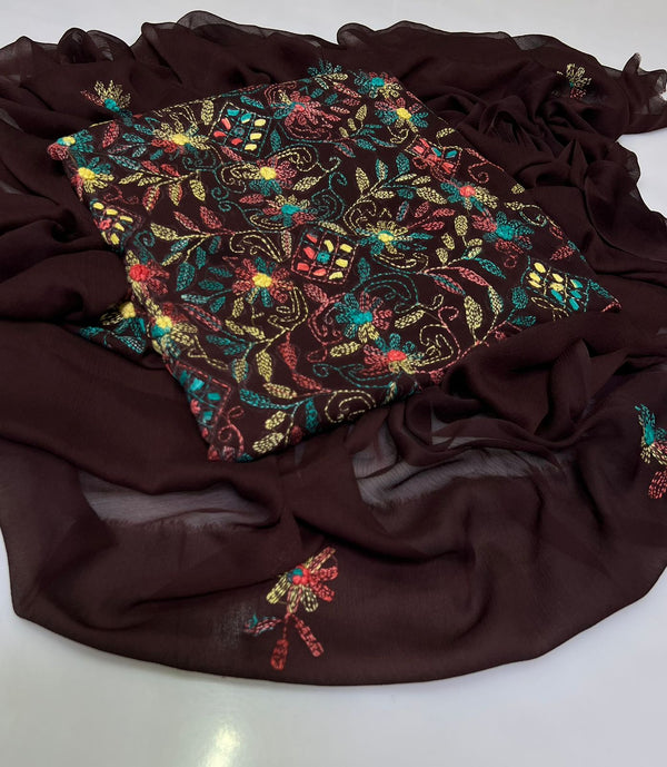 Handmade Embroidered Soft Bamber Chiffon 2-Piece Suit – Collection #22