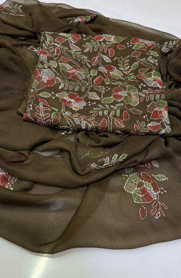 Handmade Embroidered Soft Bamber Chiffon 2-Piece Suit – Collection #17