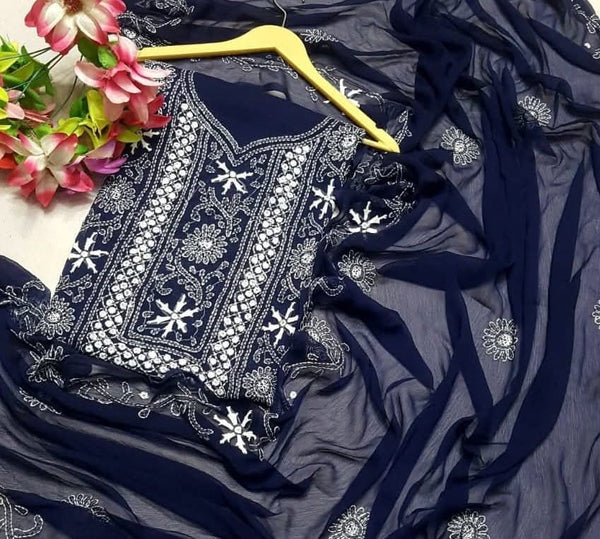 Handmade Embroidered Soft Bamber Chiffon 2-Piece Suit – Collection #8