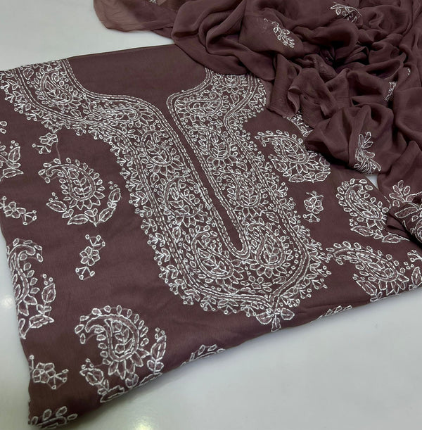 Handmade Embroidered Soft Bamber Chiffon 2-Piece Suit – Collection #13