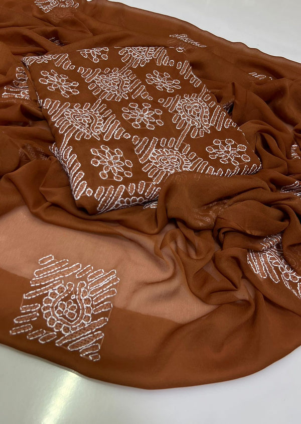 Handmade Embroidered Soft Bamber Chiffon 2-Piece Suit – Collection #14