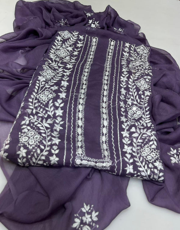 Handmade Embroidered Soft Bamber Chiffon 2-Piece Suit – Collection #16