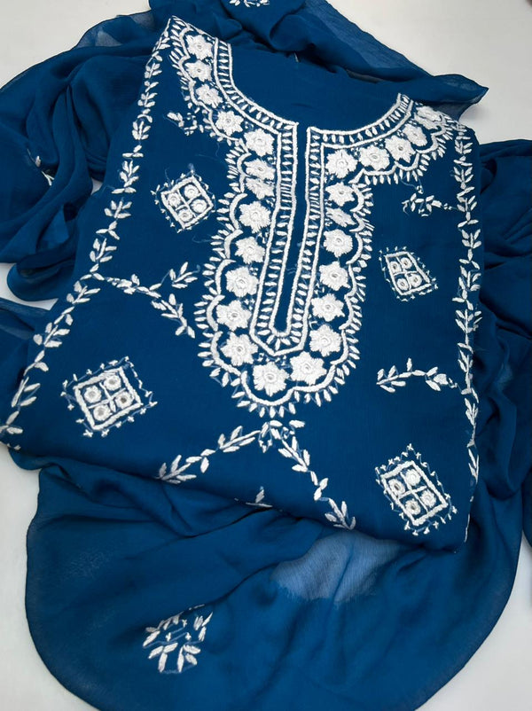 Handmade Embroidered Soft Bamber Chiffon 2-Piece Suit – Collection #12