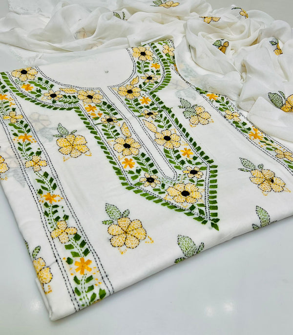 3 PC Hand Embroidered Lawn Collection #10